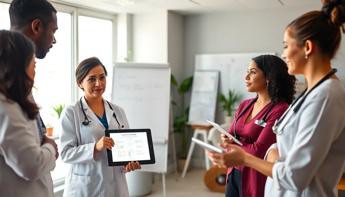 healthcare team discussing hormone replacement therapy for fertility.